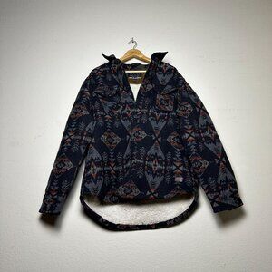 Jachs New York Wool Blend Jacket Faux Fur Lined Insulated Men L Outdoor Aztec